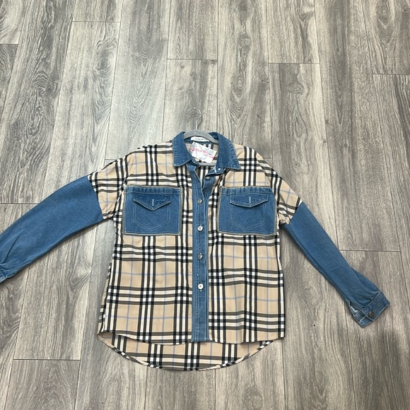 Denim & Plaid Top - Picture 1 of 2
